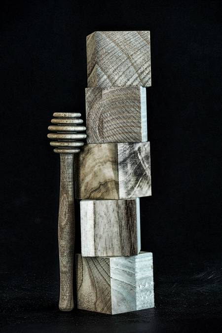 Honey dipper and wood blocks